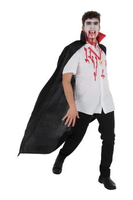 140cm Adult Black Vampire Cape with Red Neckline