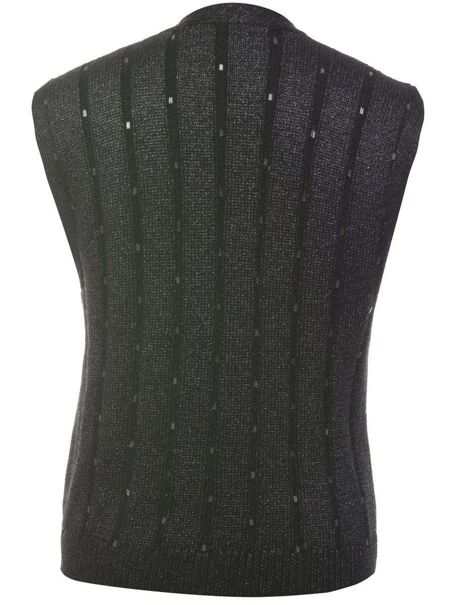 Black Beaded Sweater Vest - S