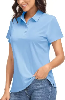 Boladeci Women's Golf Polo Shirts Short Sleeve UPF 50  Sun Protection Quick Dry Lightweight 4-Button Tennis Tops