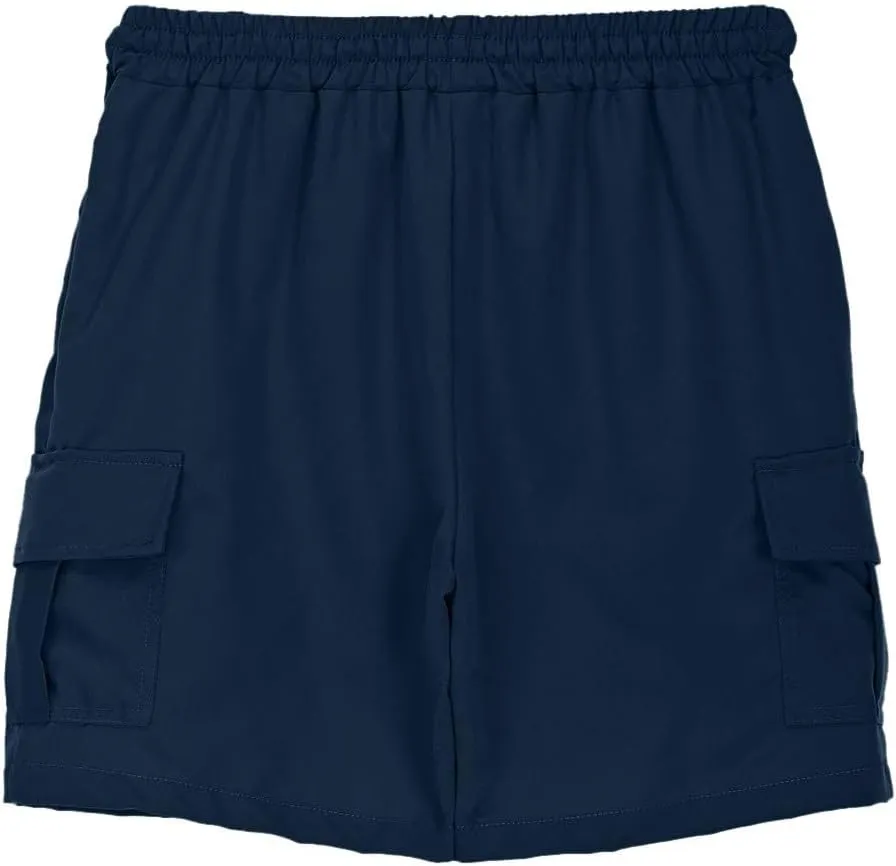 Boys Knee Length Cargo Shorts Kids School Uniform Pull On Shorts 2025 Preppy Solid Elastic Waist Pants with Pockets