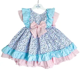 CLEARANCE SALE - DBB Collection - Girls Heart Print Blue & Pink Dress