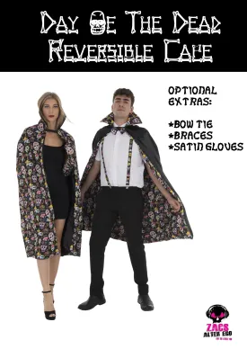 Day of the Dead Sugar Skull Cape Length 110cm Excluding Collar