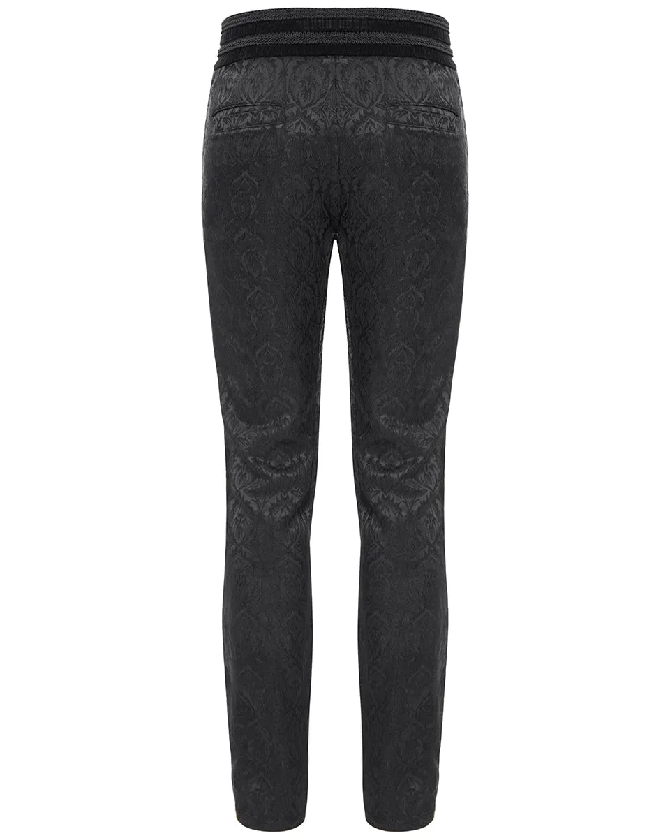 Devil Fashion Mens Gothic Aristocrat Beaded Applique Jacquard Dress Pants