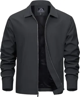 EKLENTSON Mens Lightweight Jackets Full Zip Laydown Collar Golf Light Windbreaker Jackets with Zip Pockets