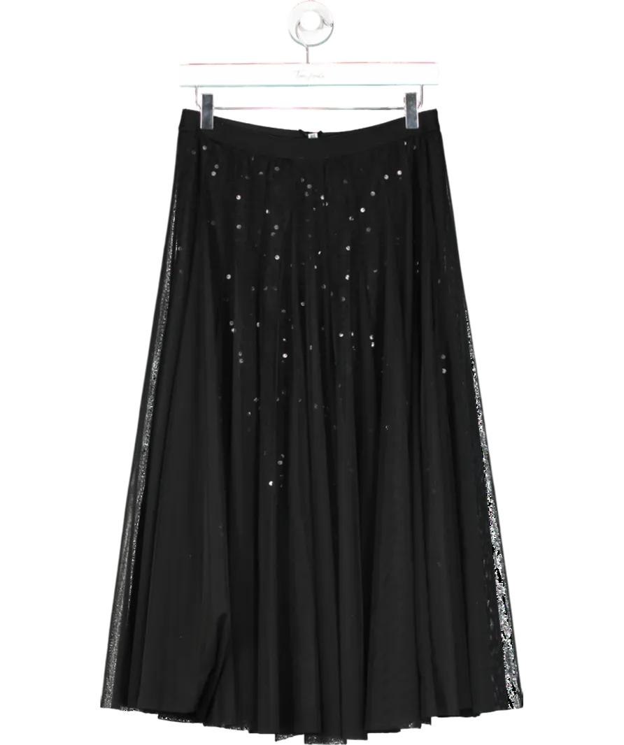 ELEVEN LOVES Black Sequin Detail Tulle Maxi Skirt UK S/M