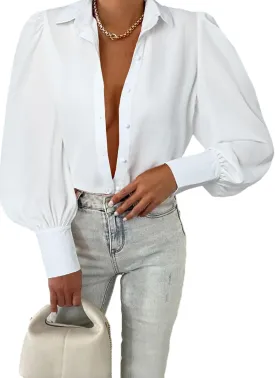 EVALESS Womens Tops Button Down Shirts Print Long Sleeve Blouses for Women Fashion 2025