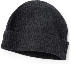 Fishers Finery Men's 100% Pure Cashmere Ribbed Cuffed Hat; Ultra Plush