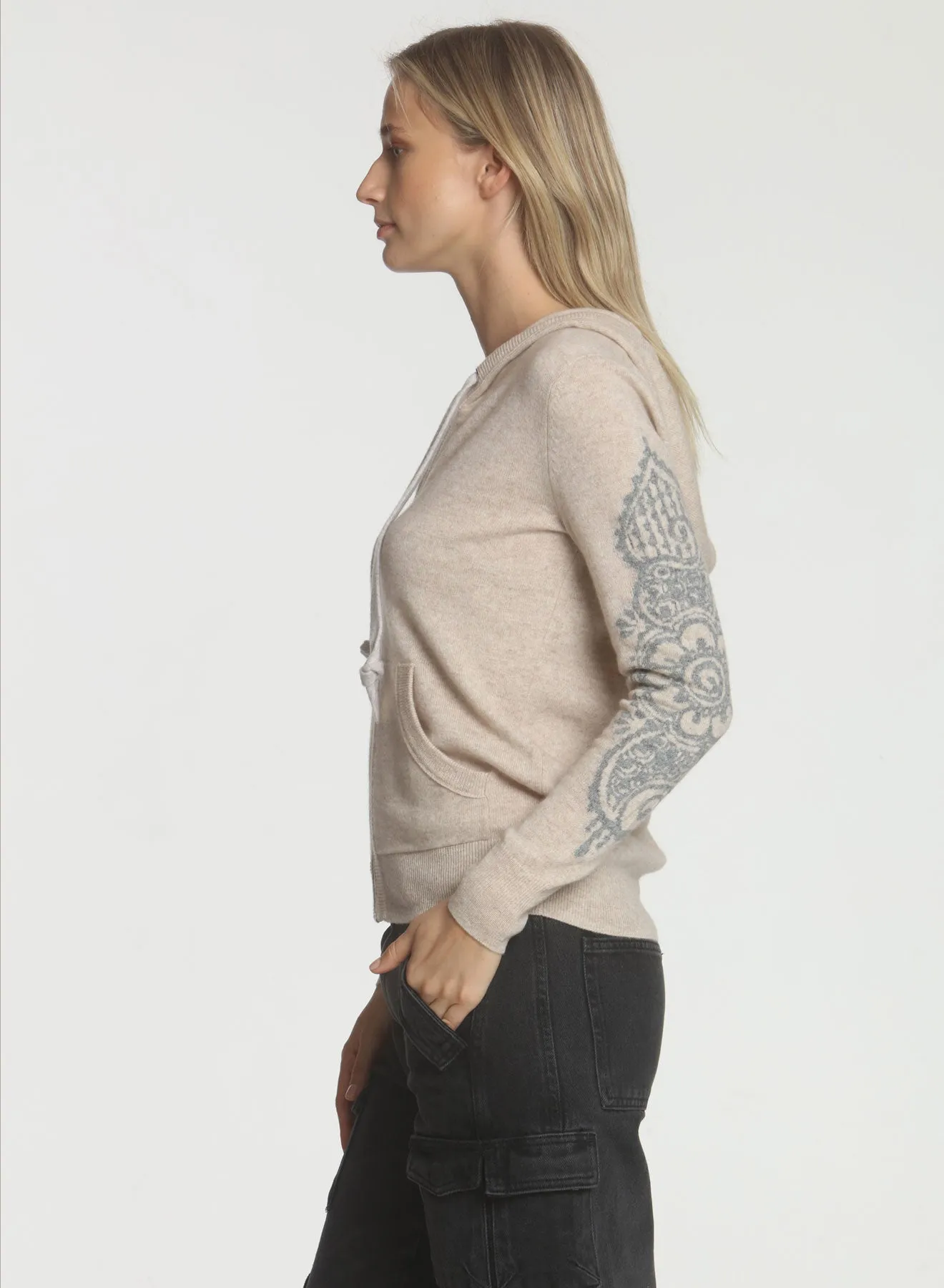 Henna Hoodie - Oatmeal/grey