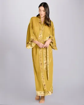 Nikko Silk Velvet Gold Long Robe