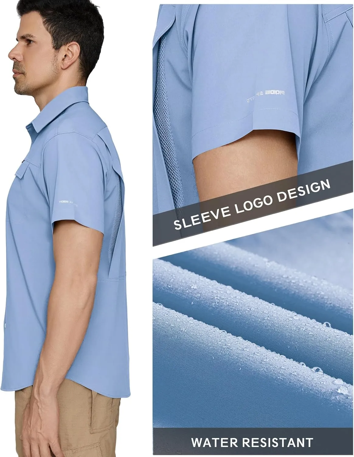 PIQIDIG Men's UPF 50  Sun Protection Shirt Short Sleeve Hiking Fishing Shirt Quick Dry for Safari Travel Button Down Shirts