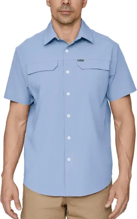 PIQIDIG Men's UPF 50  Sun Protection Shirt Short Sleeve Hiking Fishing Shirt Quick Dry for Safari Travel Button Down Shirts