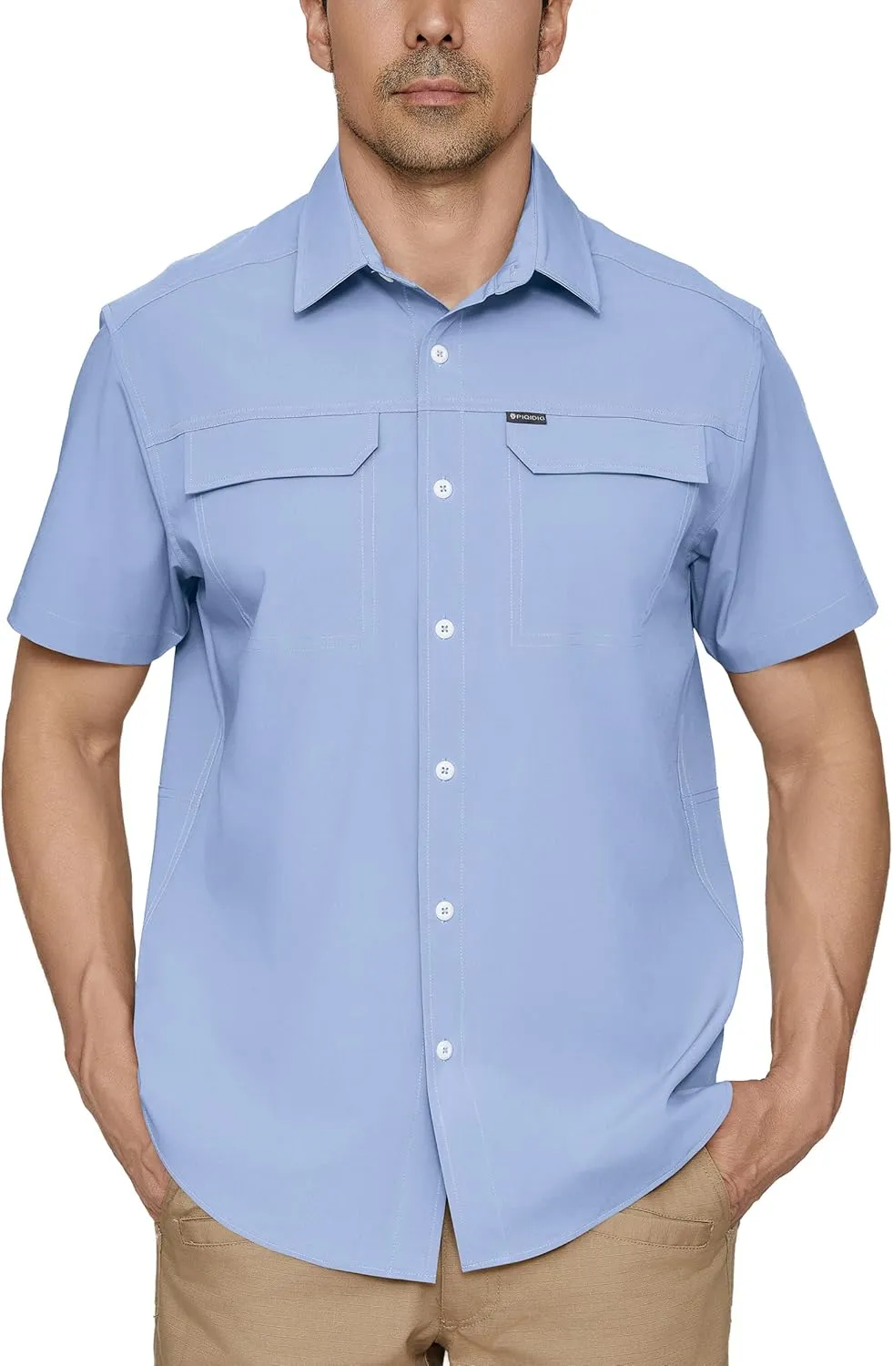 PIQIDIG Men's UPF 50  Sun Protection Shirt Short Sleeve Hiking Fishing Shirt Quick Dry for Safari Travel Button Down Shirts