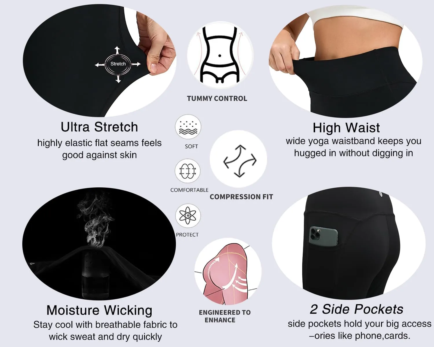 RUNNING GIRL High Waisted Leggings for Women,Tummy Control Workout Yoga Pants with Pockets Compression Pants Buttery Soft