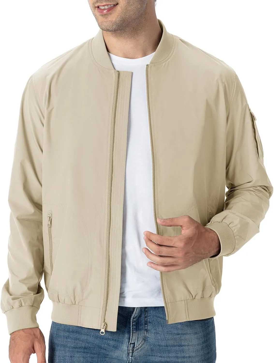 TBMPOY Men's Lightweight Bomber Jackets Light Track Jackets Casual Summer Windbreaker Outdoor Golf Fashion Coat for Men