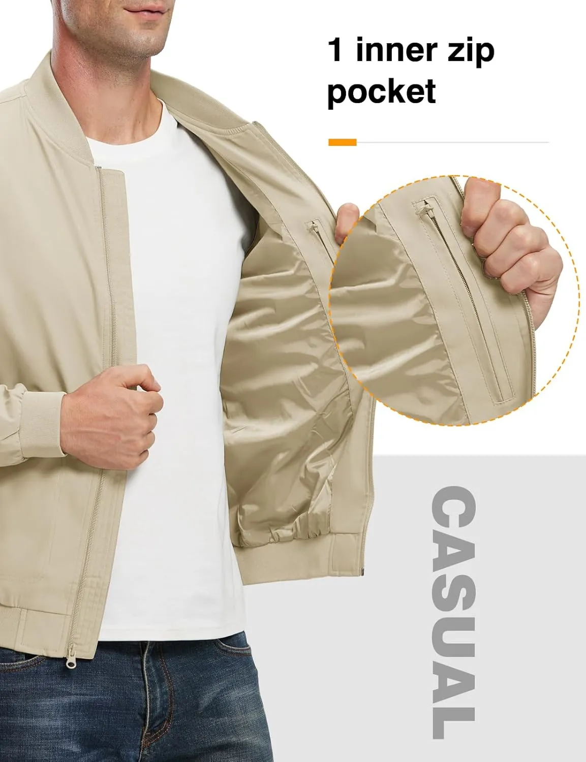TBMPOY Men's Lightweight Bomber Jackets Light Track Jackets Casual Summer Windbreaker Outdoor Golf Fashion Coat for Men
