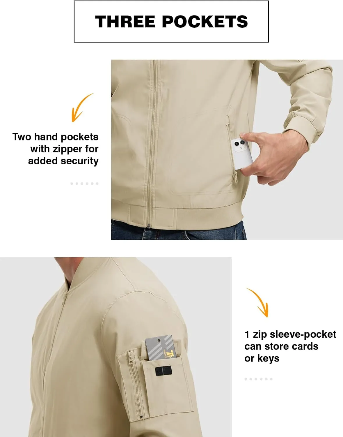 TBMPOY Men's Lightweight Bomber Jackets Light Track Jackets Casual Summer Windbreaker Outdoor Golf Fashion Coat for Men