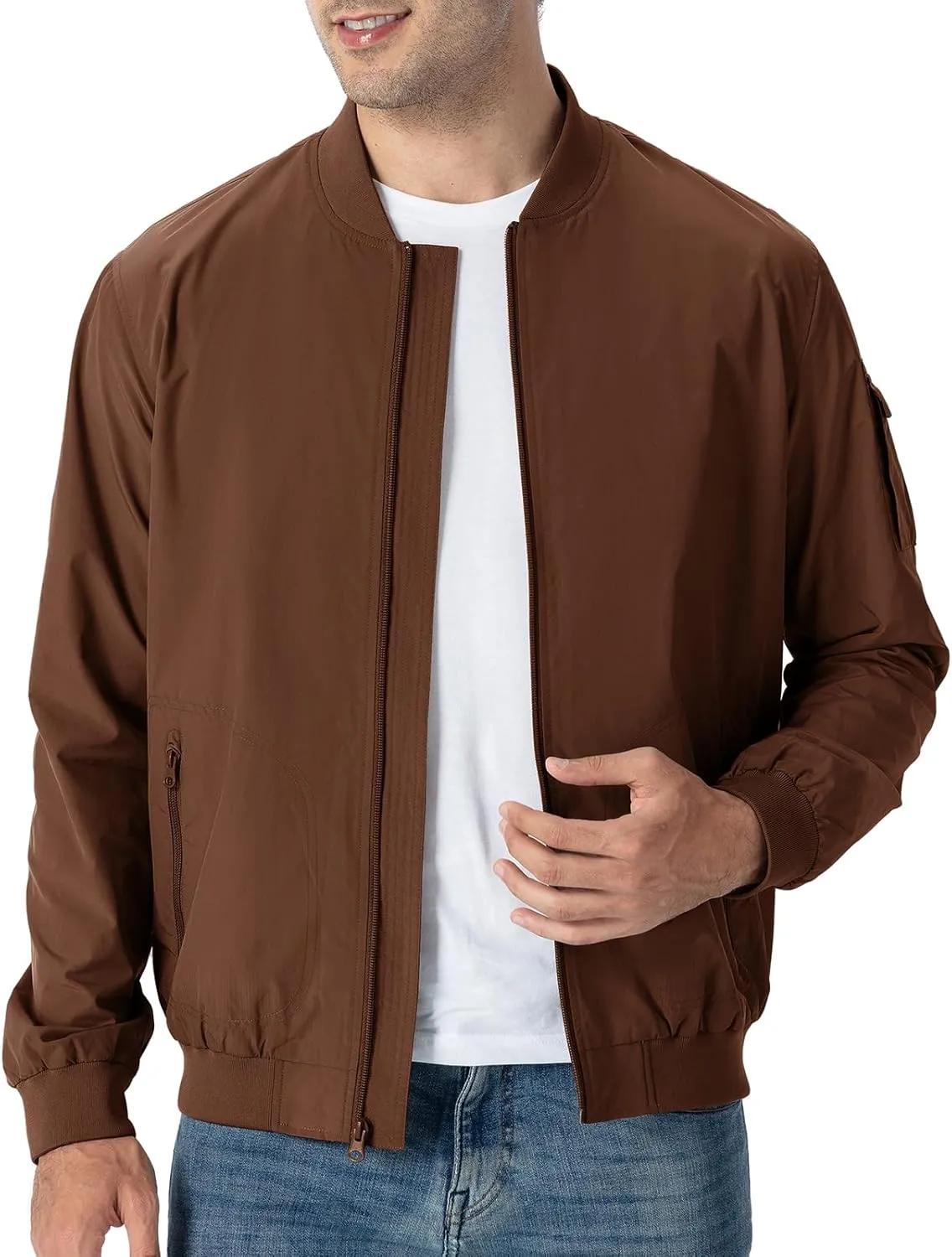 TBMPOY Men's Lightweight Bomber Jackets Light Track Jackets Casual Summer Windbreaker Outdoor Golf Fashion Coat for Men