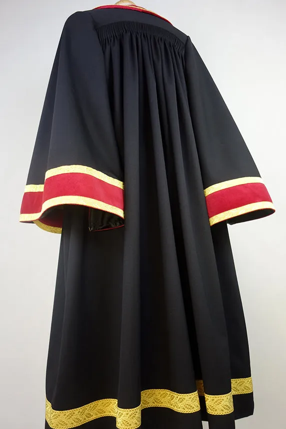 Traditional Style Mayoral Robe, Black Base, Red Velvet & Gold Edging