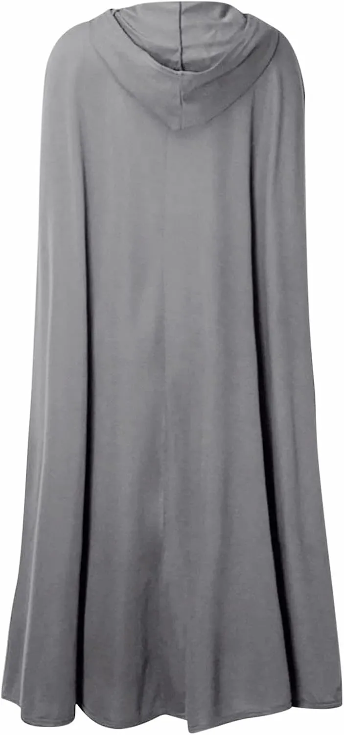 tuduoms Women Vinage Long Trench Coat, Gothic Hooded Cape Halloween Costumes Wool Blend Hooded Cape Poncho Maxi Cloak Coat