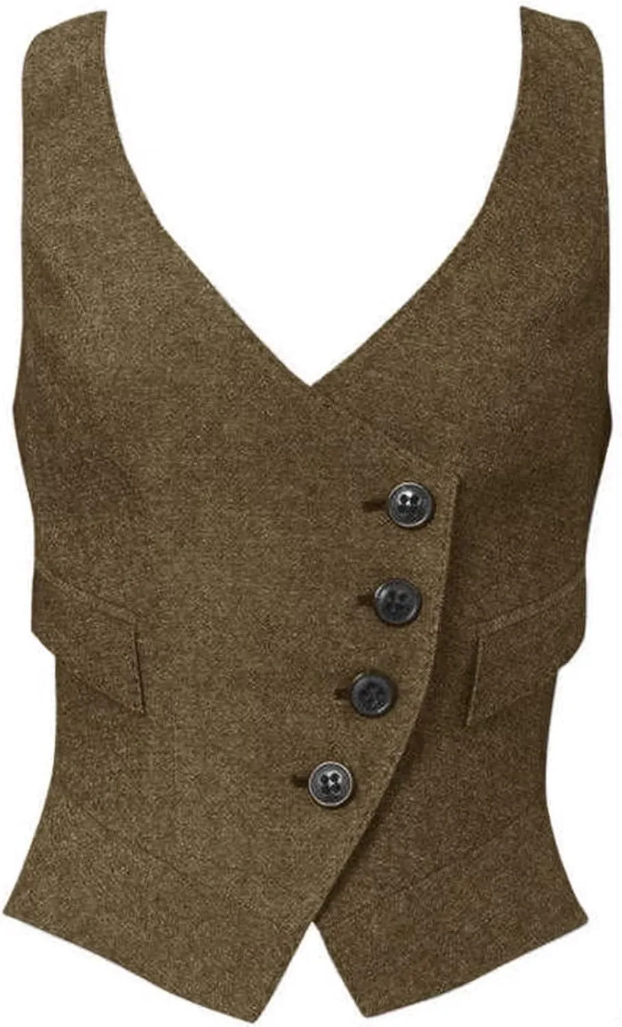 Women's Suit Vest Herringbone Tweed Work Wear Slim Fit Waistcoat Lady Sleeveless Jacket