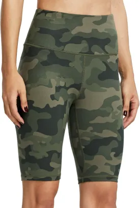 ZUTY 10" Biker Shorts Women High Waisted with 2 Hidden Pockets Workout Athletic Running Yoga Long Shorts